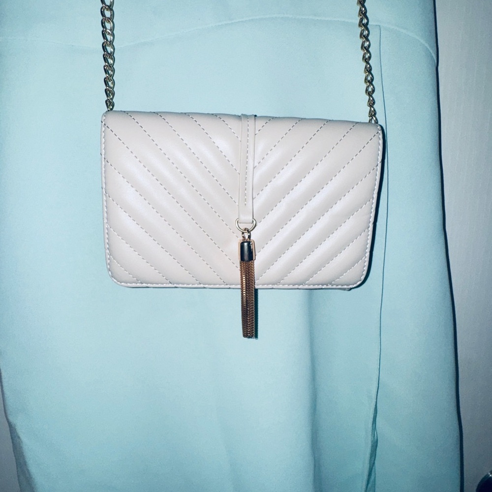 Olivia Miller Cream Quilted Crossbody Bag